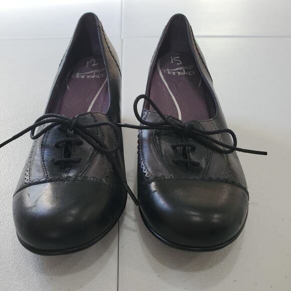 Dansko Shoes Whimsigoth Witch 38 7 Black Leather Lace Up Oxford Comfort Pumps - Picture 2 of 7